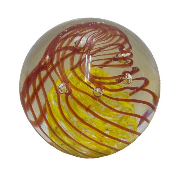 K's Collection Set Of 2 Paperweights Yellow/Orange Swirl Good Used Condition - Picture 5 of 12